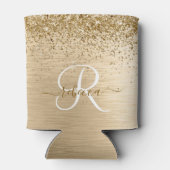 フェイク金ゴールドブラッシュド金属グリッタープリントモノグラムナム 缶クーラー (裏面)