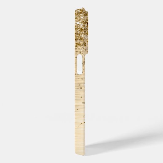 フェイク金ゴールドブラッシュド金属グリッタープリントモノグラムナム Case-Mate iPhoneケース (裏面 / 右)