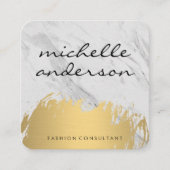 フェイク金ゴールドブラッシュラックスマーブル スクエア名刺 (正面)