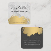 フェイク金ゴールドブラッシュラックスマーブル スクエア名刺 (正面/裏面)