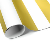 フェイク金ゴールドブロンズ白ストライプ縦ストライプの ラッピングペーパー (ロールコーナー)