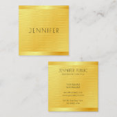 フェイク金ゴールドプレミアム厚エレガントモダンテンプレート スクエア名刺 (正面/裏面)