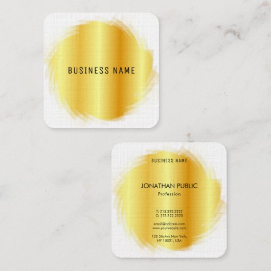 フェイク金ゴールドプロフェッショナルモダンエレガントテンプレート スクエア名刺 (正面/裏面)