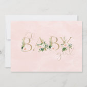 フェイク金ゴールドベビーフローラOHガールベビーシャワー 招待状 (裏面)