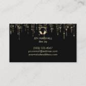 フェイク金ゴールドホイルのドット雨の音楽ヘッドフォン 名刺 (裏面)