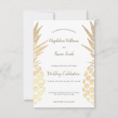 フェイク金ゴールドホイルパイナップル結婚ズ 招待状 (正面)