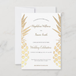 フェイク金ゴールドホイルパイナップル結婚ズ 招待状