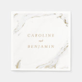 フェイク金ゴールドホイル大理石モダン結婚高級 スタンダードカクテルナプキン (正面)