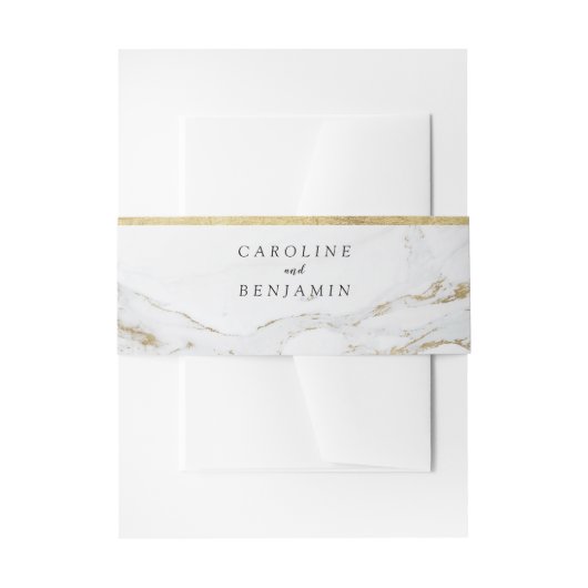 フェイク金ゴールドホイル大理石モダン結婚高級 招待状ベリーバンド (正面例)
