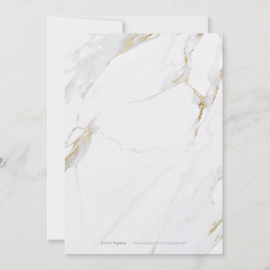 フェイク金ゴールドホイル大理石モダン結婚高級 招待状 (裏面)