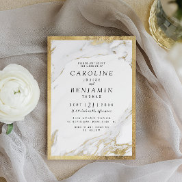 フェイク金ゴールドホイル大理石モダン結婚高級 招待状