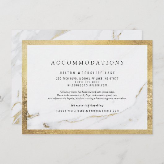 フェイク金ゴールドホイル大理石モダン製結婚宿泊施設 エンクロージャーカード (正面/裏面)