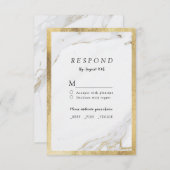フェイク金ゴールドホイル大理石ラグジュアリーモダンウェディングRSVP 出欠カード (正面/裏面)