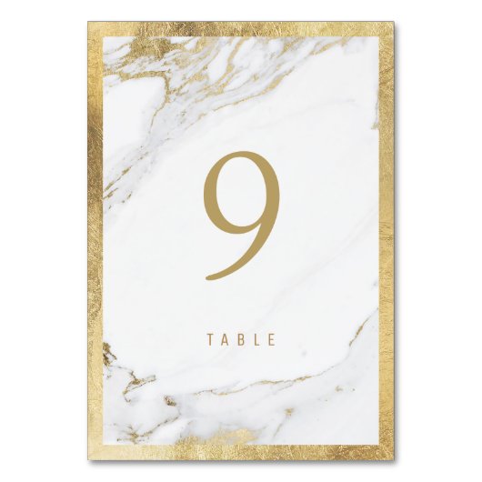 フェイク金ゴールドホイル大理石結婚製のテーブル番号 テーブルナンバー (正面)