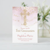 フェイク金ゴールドホイル聖十字第一聖餐式 招待状 (スタンド正面)