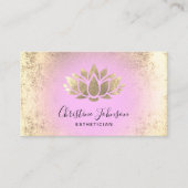 フェイク金ゴールドホイル蓮ピンクの背景 名刺 (正面)
