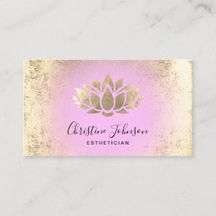 フェイク金ゴールドホイル蓮ピンクの背景 名刺