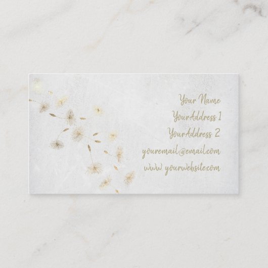 フェイク金ゴールドホイル飛んでいるタンポポ 名刺 (裏面)
