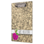 フェイク金ゴールドホットピンク先生Apple Classroom名 クリップボード (左)