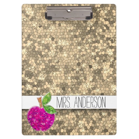 フェイク金ゴールドホットピンク先生Apple Classroom名 クリップボード (正面)