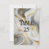 フェイク金ゴールドホワイトグレイ結婚マーブルのテーブル番号 招待状 (裏面)