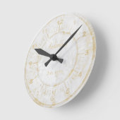 フェイク金ゴールドホワイトストーンマーブルカスタム ラウンド壁時計 (傾斜)