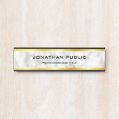 フェイク金ゴールドホワイトマーブルエレガントテンプレート サインプレート (正面)