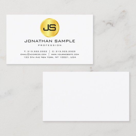 フェイク金ゴールドホワモダンイエレガントトグラムテンプレート 名刺 (正面/裏面)