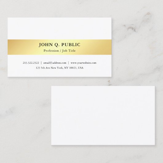 フェイク金ゴールドホワモダンイト最小エレガントテンプレート 名刺 (正面/裏面)