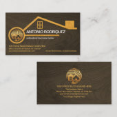 フェイク金ゴールドホーム木材テクスチャハンドマント 名刺 (正面/裏面)