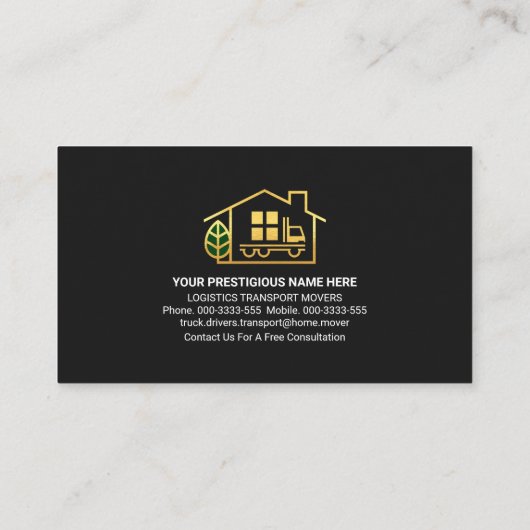 フェイク金ゴールドホーム移動輸送 名刺 (裏面)
