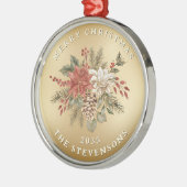 フェイク金ゴールドポエレガントインセチア・クリスマス メタルオーナメント (左)