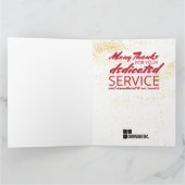 フェイク金ゴールドマイルストーン従業員記念日カード カード (内部)