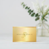 フェイク金ゴールドミニマモダンリストモノグラムプロフェッショナル 名刺 (スタンド正面)