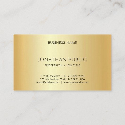 フェイク金ゴールドミニマリスト美しいテンプレート 名刺 (裏面)