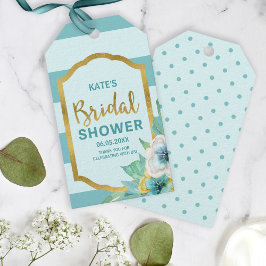 フェイク金ゴールドミントフローラブライダルシャワー ギフトタグ