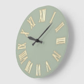 フェイク金ゴールドメタミニマルリックローマ数字緑 ラージ壁時計 (傾斜)