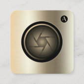 フェイク金ゴールドメタリックテクスチャカメラ  スクエア名刺 (正面)