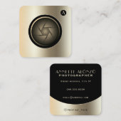 フェイク金ゴールドメタリックテクスチャカメラ  スクエア名刺 (正面/裏面)