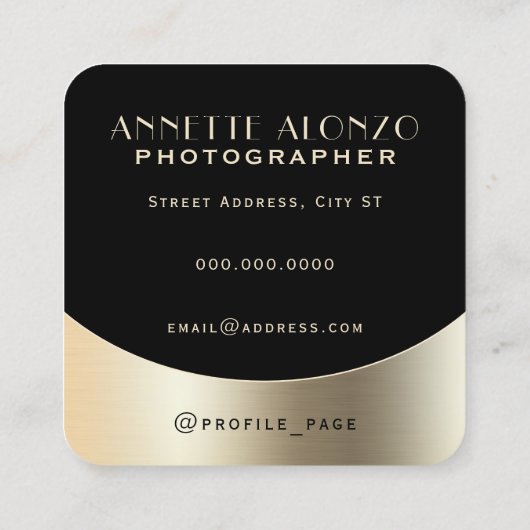 フェイク金ゴールドメタリックテクスチャカメラ  スクエア名刺 (裏面)