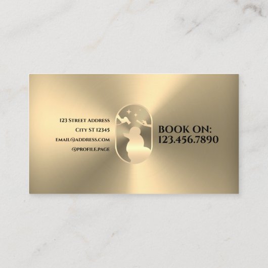 フェイク金ゴールドメタリックテクスチャー黄金のプードルロゴ 名刺 (裏面)