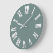 フェイク金ゴールドメタリックミニマルローマンナンバミントグリーン ラージ壁時計 (傾斜)