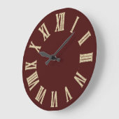 フェイク金ゴールドメタリックミニマルローマ数字ブルゴーニュ ラージ壁時計 (傾斜)