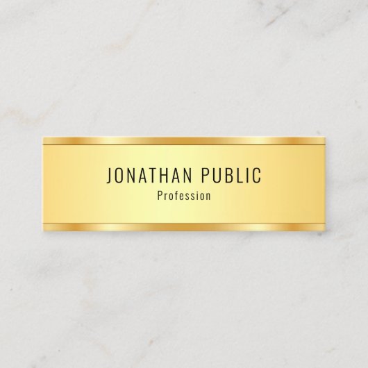 フェイク金ゴールドメタリックルックテンプレートエレガントモダン スキニー名刺 (正面)