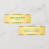 フェイク金ゴールドメタリックルックテンプレートエレガントモダン スキニー名刺 (正面/裏面)