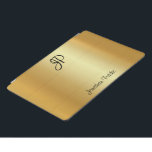 フェイク金ゴールドメタリックルック書モノグラムの iPad PROカバー<br><div class="desc">金ゴールドフェイクメタリックのルックモノグラムのエレガント書モダンテンプレートiPad Proカバー、iPadケース&カバー。</div>