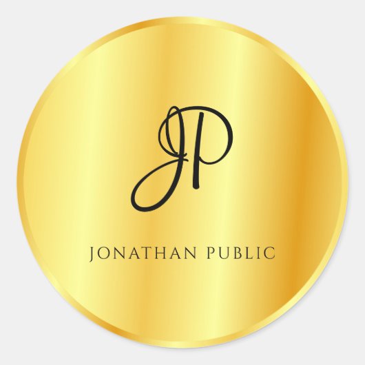 フェイク金ゴールドメタリックルッモノグラムのクテンプレート ラウンドシール (正面)