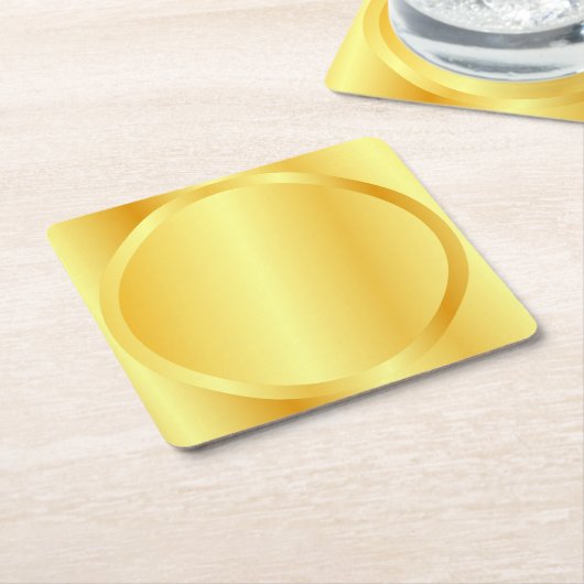 フェイク金ゴールドメタリック調エレガント空白のテンプレート スクエアペーパーコースター (アングル)