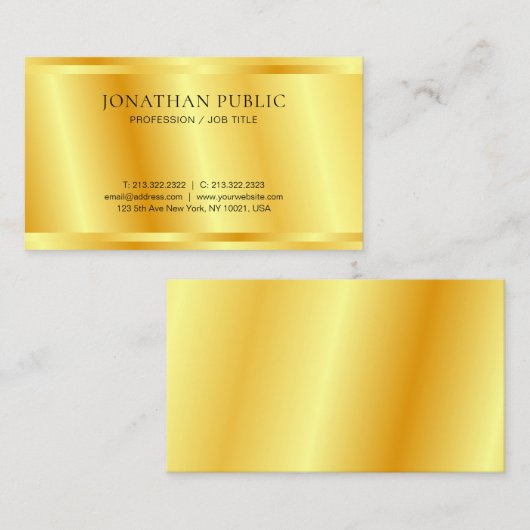 フェイク金ゴールドメタリック調モダンエレガントテンプレート 名刺 (正面/裏面)