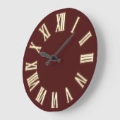 フェイク金ゴールドメタリッミニマルクローマンナンバーボルドー ラージ壁時計 (傾斜)